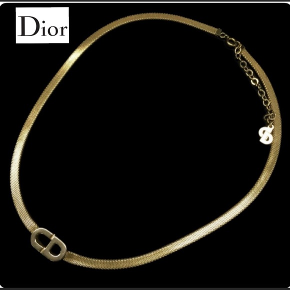 CHRISTIAN DIOR CD Logo Gold Tone Necklace - Picture 3 of 11